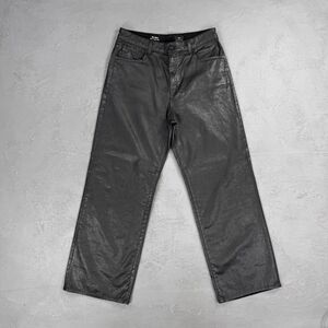 AG Adriano Goldschmied The Tomas High-Rise Baggy Straight Waxed Denim Jeans 32 R